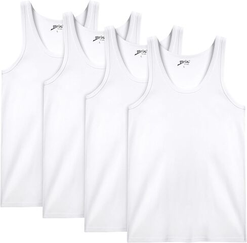 Brix Men's Tank Top Undershirts - 100% Cotton Multipack Tagless Shirts. in Saudi Arabia