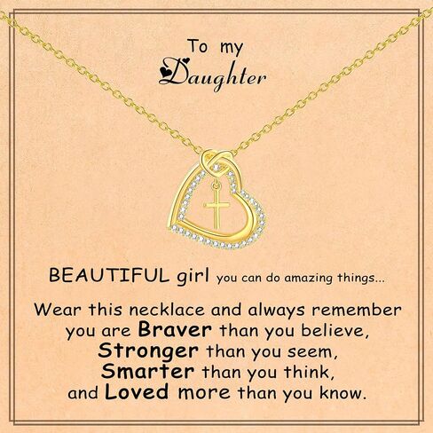 Cross Necklace for Daughter Baptism First Communion Confirmation Graduation Gifts for Daughter in Saudi Arabia