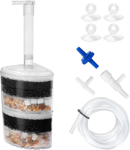 AQUANEAT Aquarium Air Driven Corner Sponge Filter for Nano Fish Tank with Tubing, Valves and Suction Cups, up to 20 Gallon in Kuwait