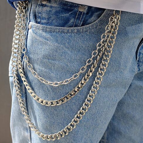 Lainrrew Trousers Chain, Pants Chain Belt Chain Wallet Chain Pocket Chain Hip Hop Punk Jeans Chain Key Chain Goth Accessories for Eboy Egirl Women Men (Gold) in Saudi Arabia