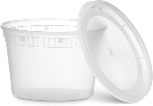 48 Pack Plastic Deli Containers with Lids (16, 32 oz 24 Each) - Food Storage Containers with Lids - Clear Disposable Meal Prep Containers, BPA Free, Stackable, Leakproof, Microwave and Freezer Safe in Kuwait