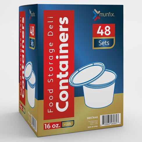 48 Pack Plastic Deli Containers with Lids (16, 32 oz 24 Each) - Food Storage Containers with Lids - Clear Disposable Meal Prep Containers, BPA Free, Stackable, Leakproof, Microwave and Freezer Safe in Kuwait