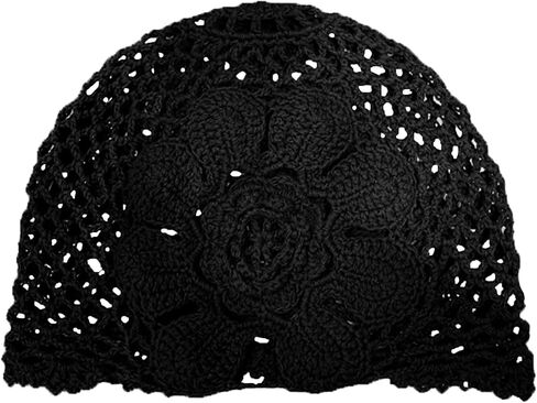 BIBITIME Beautiful Skull Beanie 8 Petals Flower Hat Handmade Crochet Slouchy Hollow Lace Cap Beret (Large for Adult, Red) in Kuwait