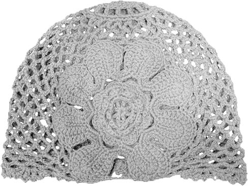 BIBITIME Beautiful Skull Beanie 8 Petals Flower Hat Handmade Crochet Slouchy Hollow Lace Cap Beret (Large for Adult, Red) in Kuwait