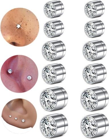 MODRSA Fake Nose Stud Fake Nose Ring Stud Fake Nose Piercing Fake Lip Ring Fake Earrings Stud Silver Gold Fake Cartilage Helix Earring Clip on Earring Hoop Fake Eyebrow Ring Fake Bridge Piercing in Saudi Arabia