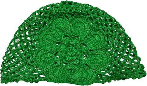 BIBITIME Beautiful Skull Beanie 8 Petals Flower Hat Handmade Crochet Slouchy Hollow Lace Cap Beret (Large for Adult, Red) in Kuwait