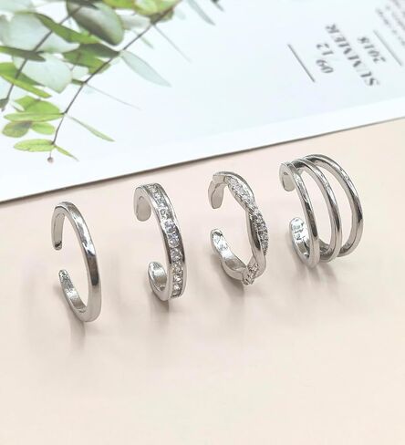 4PCS 14K Gold Plated Toe Rings, White Gold Plated Toe Rings for Women Hug CZ Triple Twist Simple Band Open Toe Rings Beach Foot Jewelry Adjustable in Saudi Arabia