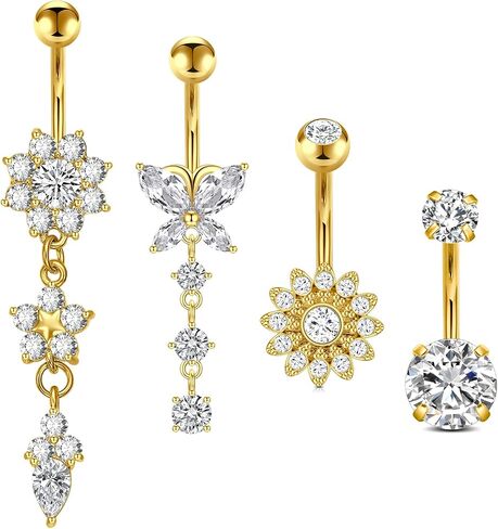 زر Longita BELLY RING RING BELLY BELLY RINGS FARLING BELLY BELLY BUNTER BLACKER BELLY BELTY RING SURCICAL STEMICAL ROSE ROSE BELLY BELLY BEYLY BEITE in Kuwait