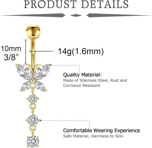 زر Longita BELLY RING RING BELLY BELLY RINGS FARLING BELLY BELLY BUNTER BLACKER BELLY BELTY RING SURCICAL STEMICAL ROSE ROSE BELLY BELLY BEYLY BEITE in Kuwait