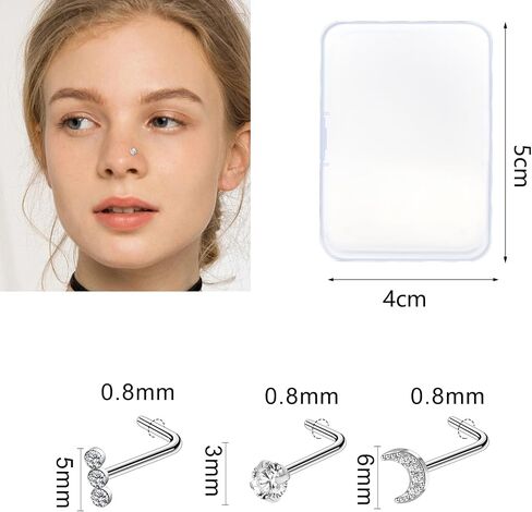 ONESING 36-44 Pcs 18G 20G Nose Rings Studs Nose Rings for Women Nose Piercings Jewelry Surgical Stainless Steel Nose Studs Moon Star Heart Butterfly Hypoallergenic Body Piercing Jewelry for Women Men in Kuwait