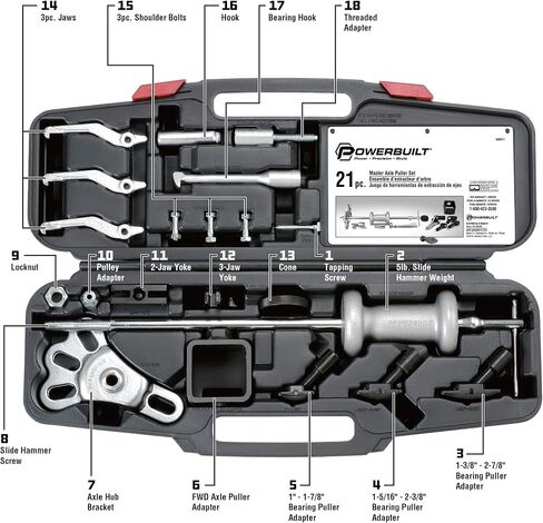 Powerbuilt Master Hub Puller Tool Set, Remove and Install Car Wheel Hubs and Axels, Ford and Mercury, Front-Wheel or Rear-Wheel Vehicles - 648608 in Saudi Arabia