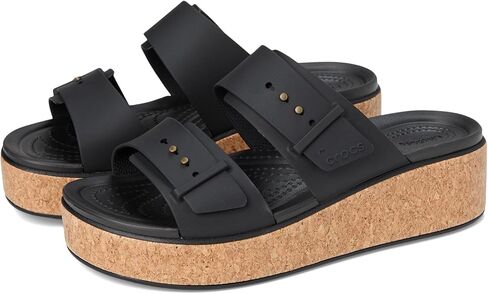 Crocs Women's Brooklyn Cork Buckle Sandals Wedge in Saudi Arabia