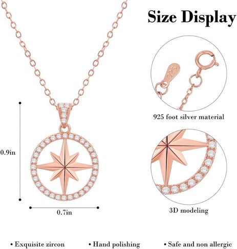 SKZ Compass Necklace Pendant Kpop Jewelry Stray Inspired Merch Cubic Zirconia 18K Gold Plated for Stay Fans Gifts in Kuwait