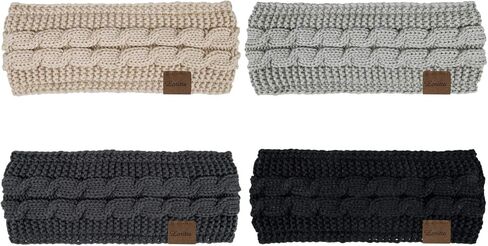 Loritta 4 Pack Womens Winter Headbands Fuzzy Fleece Lined Ear Warmer Cable Knit Thick Warm Crochet Headband Gifts in Kuwait