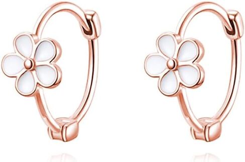 Reffeer Solid 925 Sterling Silver Flower Hoop أقراط Huggie للنساء المراهقات Daisy Hoop Earrings Cartilage Helix أقراط in Saudi Arabia