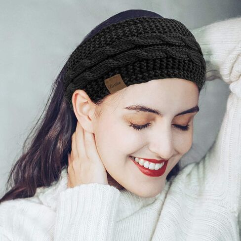 Loritta 4 Pack Womens Winter Headbands Fuzzy Fleece Lined Ear Warmer Cable Knit Thick Warm Crochet Headband Gifts in Kuwait