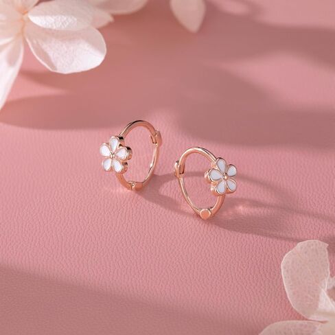 Reffeer Solid 925 Sterling Silver Flower Hoop أقراط Huggie للنساء المراهقات Daisy Hoop Earrings Cartilage Helix أقراط in Saudi Arabia