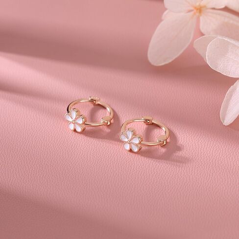 Reffeer Solid 925 Sterling Silver Flower Hoop أقراط Huggie للنساء المراهقات Daisy Hoop Earrings Cartilage Helix أقراط in Saudi Arabia
