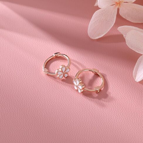 Reffeer Solid 925 Sterling Silver Flower Hoop أقراط Huggie للنساء المراهقات Daisy Hoop Earrings Cartilage Helix أقراط in Saudi Arabia