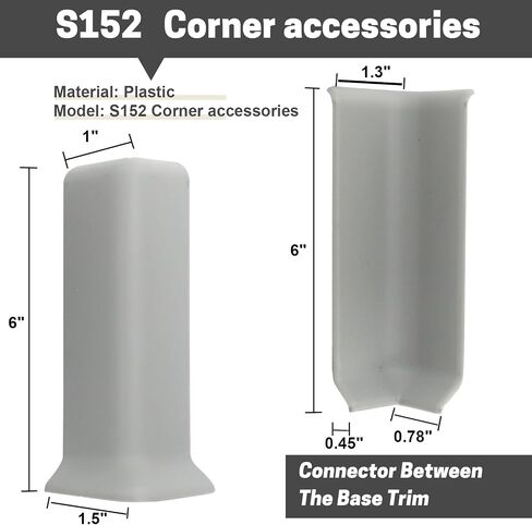 COUKIU Self Adhesive Baseboard Corner Blocks, 4inch(Width)3 Inside + 3 Outside Corners-Connector Between The Wall Base Cove Base Rubber Moulding Trim, Perfect Match for Our S100 Baseboard(White) in Kuwait