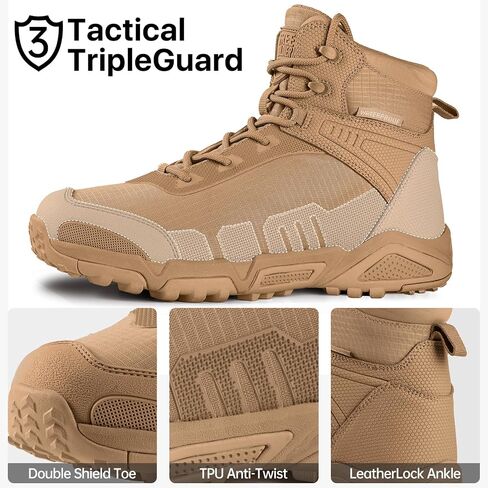 FREE SOLDIER Men's Waterproof Hiking Boots Lightweight Work Boots Military Tactical Boots Durable Combat Boots in Kuwait
