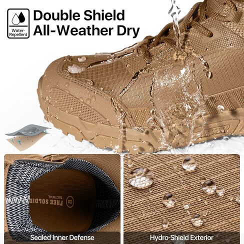 FREE SOLDIER Men's Waterproof Hiking Boots Lightweight Work Boots Military Tactical Boots Durable Combat Boots in Kuwait