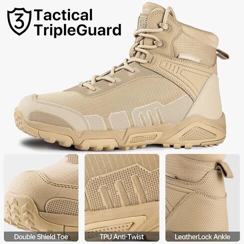 FREE SOLDIER Men's Waterproof Hiking Boots Lightweight Work Boots Military Tactical Boots Durable Combat Boots in Kuwait