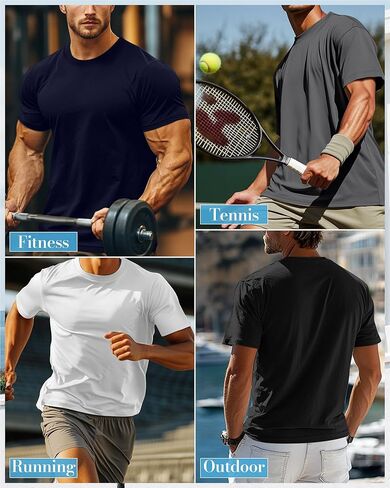 Ficerd 5 Pack Men's Big and Tall Shirts Short Sleeve Cotton Tee Summer Crew Neck Oversize Top Loose Fit Shirt Multipack in Kuwait