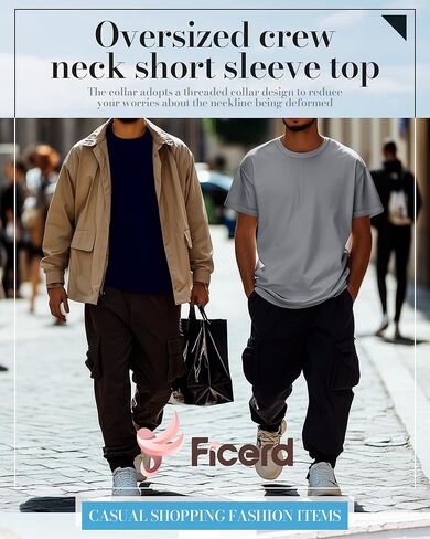 Ficerd 5 Pack Men's Big and Tall Shirts Short Sleeve Cotton Tee Summer Crew Neck Oversize Top Loose Fit Shirt Multipack in Kuwait