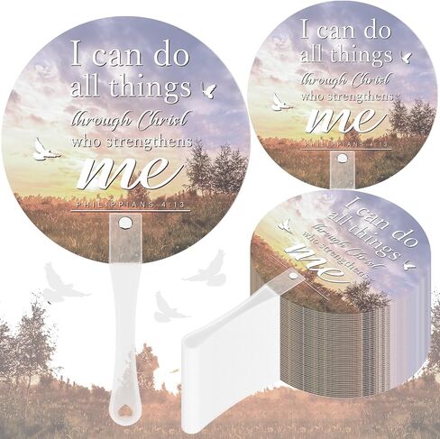 50 Pcs Christian Church Plastic Fans Religious Handheld Fan Bulk Religious Gifts with Plastic Handle for Church Women Men Decoration Gift (Sunflower) in Kuwait