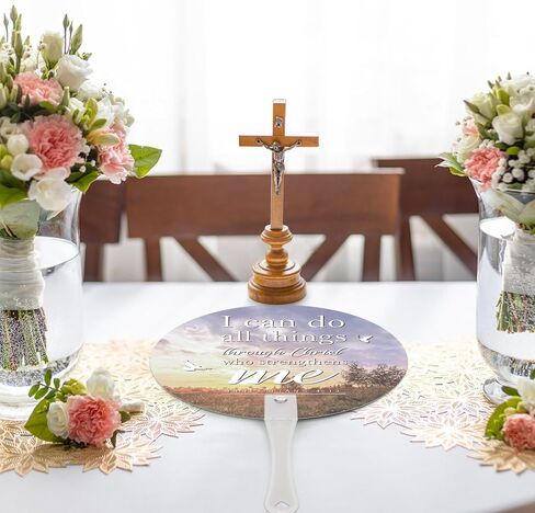50 Pcs Christian Church Plastic Fans Religious Handheld Fan Bulk Religious Gifts with Plastic Handle for Church Women Men Decoration Gift (Sunflower) in Kuwait