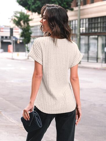 AUTOMET Women Shirts Summer Sweaters Loose Fit Short Sleeve Tunic Tops 2025 Dressy Casual Business Blouses in Kuwait
