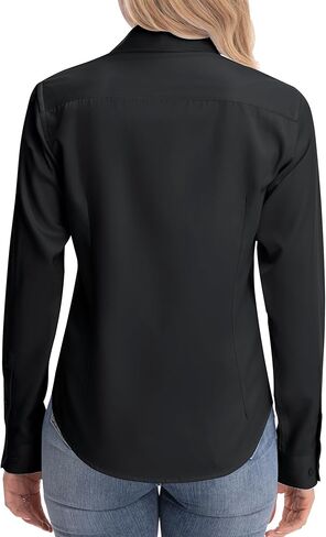 سليتيلون نساء قمصان فستان كلاسيكية ملائمة الزبدة طويلة الأكمام لأسفل لأسفل خالية من التجاعيد الصلبة العاطفية العاطفية بلوزة أعلى in Kuwait