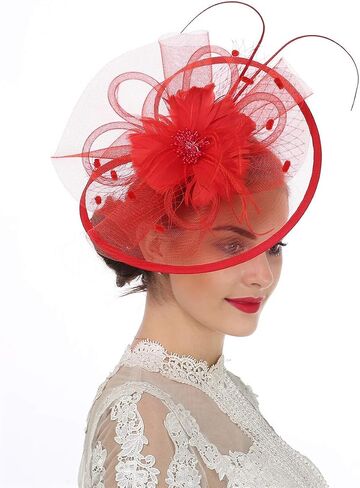 Lucky Leaf Women Girl Fascinators Hair Clip Hairpin Hat Feather Cocktail Wedding Tea Party Hat in Saudi Arabia