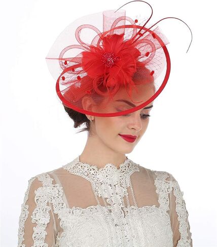 Lucky Leaf Women Girl Fascinators Hair Clip Hairpin Hat Feather Cocktail Wedding Tea Party Hat in Saudi Arabia