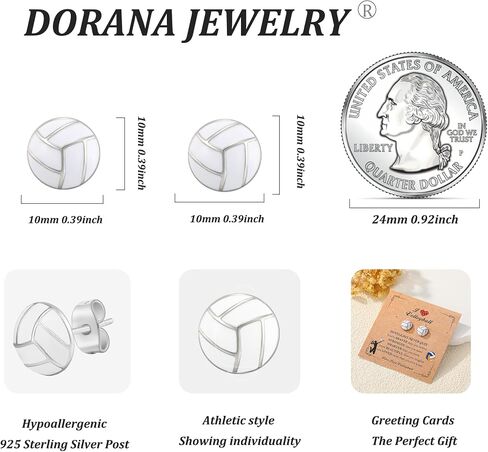 S925 Sterling Sliver Sports Earrings Stud for Teen Girls Kids Baseball/Soccer/Volleyball/Basketball/Softball/Football Hypoallergenic Stud Earrings Game Day Jewelry Gift in Saudi Arabia