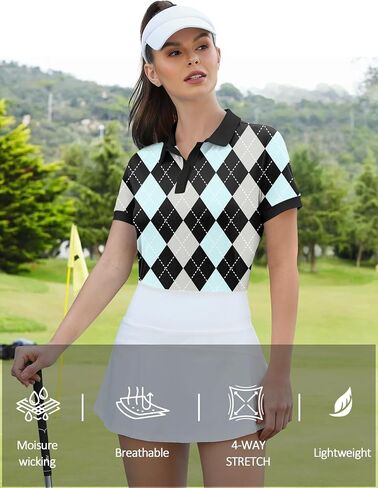 Lomon Womens Golf Polo Dorts Short Sleeve Tops Tops Lightweight Moisture Wicking Tennis Activewear S-XXL in Kuwait