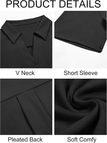 Imily Bela Womens Short Sleeve Polo Shirts V Neck Business Dressy Casual Tops Summer Collared Trendy Tees in Saudi Arabia