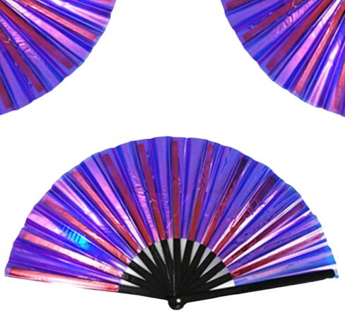 Boots on The Ground Fan,2025 New Large Holographic Folding Hand Fan Line Dance Popping Fan,Boots on The Ground Hand Fan,Folding Hand Classic Style Fan Bamboo Ribs Hand Held Chinese (Colorful) in Kuwait