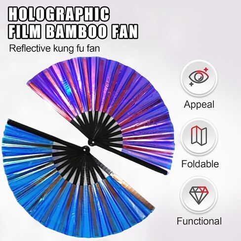 Boots on The Ground Fan,2025 New Large Holographic Folding Hand Fan Line Dance Popping Fan,Boots on The Ground Hand Fan,Folding Hand Classic Style Fan Bamboo Ribs Hand Held Chinese (Colorful) in Kuwait