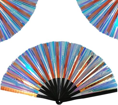 Boots on The Ground Fan,2025 New Large Holographic Folding Hand Fan Line Dance Popping Fan,Boots on The Ground Hand Fan,Folding Hand Classic Style Fan Bamboo Ribs Hand Held Chinese (Colorful) in Kuwait