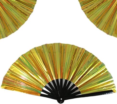 Boots on The Ground Fan,2025 New Large Holographic Folding Hand Fan Line Dance Popping Fan,Boots on The Ground Hand Fan,Folding Hand Classic Style Fan Bamboo Ribs Hand Held Chinese (Colorful) in Kuwait