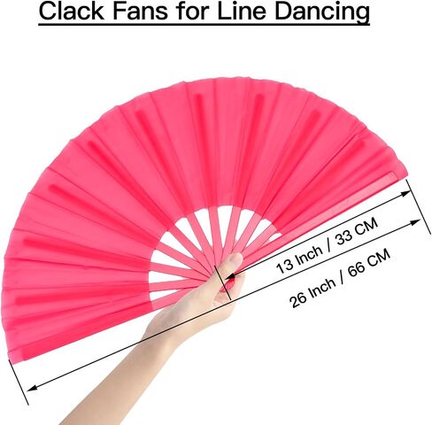 13 Inch Clack Popping Line Dancing Fans Boots on The Ground Large Foldable Hand Fan Make Sound for Dance Rave (Black 2 Pack) in Kuwait