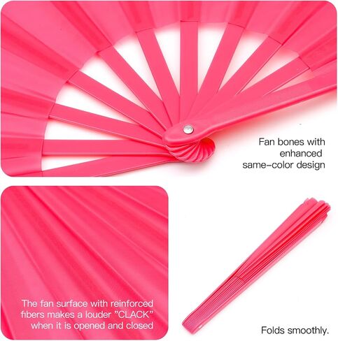 13 Inch Clack Popping Line Dancing Fans Boots on The Ground Large Foldable Hand Fan Make Sound for Dance Rave (Black 2 Pack) in Kuwait