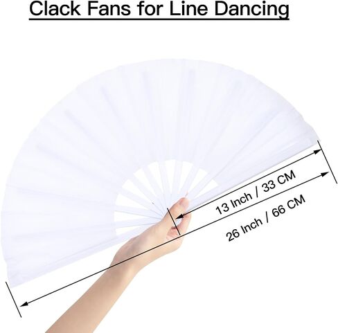 13 Inch Clack Popping Line Dancing Fans Boots on The Ground Large Foldable Hand Fan Make Sound for Dance Rave (Black 2 Pack) in Kuwait