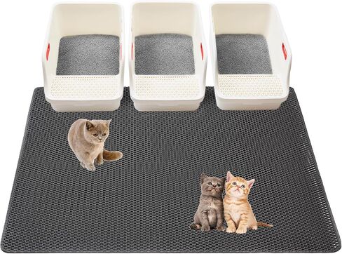 Cat Litter Box Mat, Cat Litter Mat Litter Trapping Mat, 2 Layer Pet Matt for Cat, 32"x22" Waterproof Urine Proof Litter Catcher Mat Rug for Floor, Clean Easily, Soft Eva Non-Slip, Collapsable, Medium in Kuwait