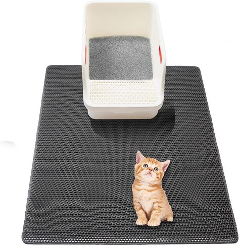 Cat Litter Box Mat, Cat Litter Mat Litter Trapping Mat, 2 Layer Pet Matt for Cat, 32"x22" Waterproof Urine Proof Litter Catcher Mat Rug for Floor, Clean Easily, Soft Eva Non-Slip, Collapsable, Medium in Kuwait