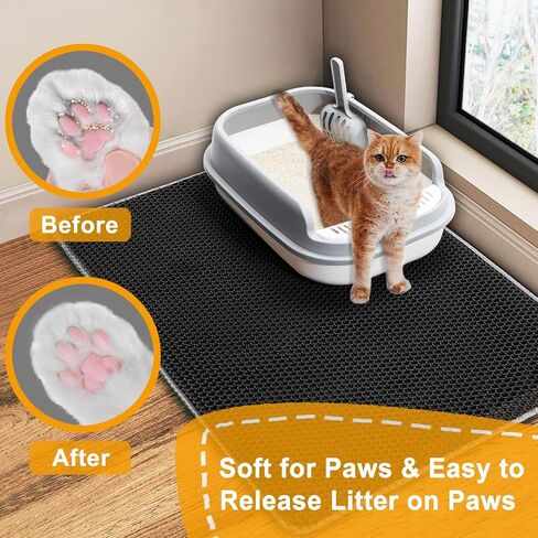 Cat Litter Box Mat, Cat Litter Mat Litter Trapping Mat, 2 Layer Pet Matt for Cat, 32"x22" Waterproof Urine Proof Litter Catcher Mat Rug for Floor, Clean Easily, Soft Eva Non-Slip, Collapsable, Medium in Kuwait