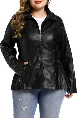 S P Y M Womens Faux Leather Jacket ، عرض أزياء غير رسمية مغنوشة من جلد الغزال مع ضلع مرن in Kuwait