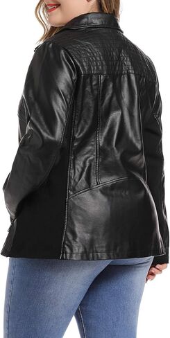 S P Y M Womens Faux Leather Jacket ، عرض أزياء غير رسمية مغنوشة من جلد الغزال مع ضلع مرن in Kuwait